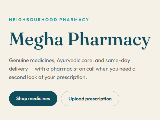 Megha Pharmacy storefront website